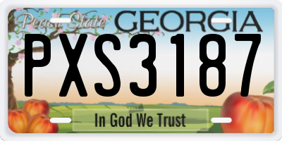 GA license plate PXS3187