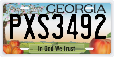 GA license plate PXS3492