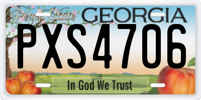 GA license plate PXS4706