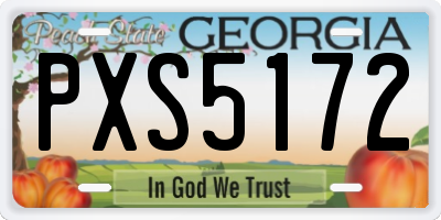 GA license plate PXS5172