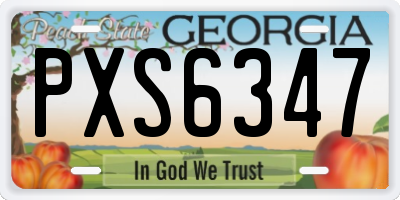 GA license plate PXS6347