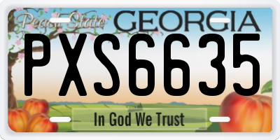GA license plate PXS6635