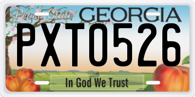 GA license plate PXT0526