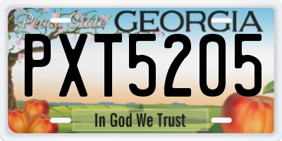 GA license plate PXT5205