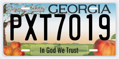 GA license plate PXT7019