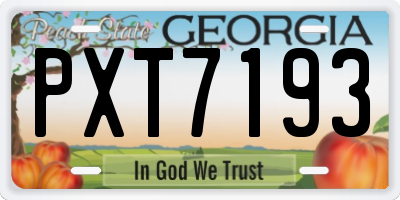 GA license plate PXT7193