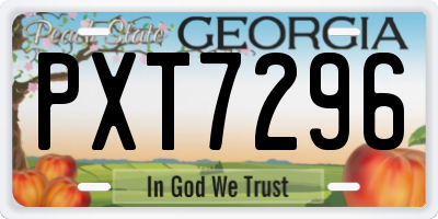 GA license plate PXT7296