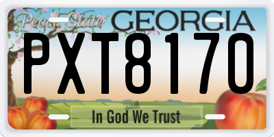 GA license plate PXT8170