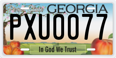 GA license plate PXU0077