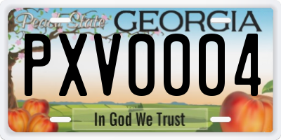 GA license plate PXV0004
