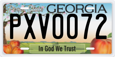 GA license plate PXV0072