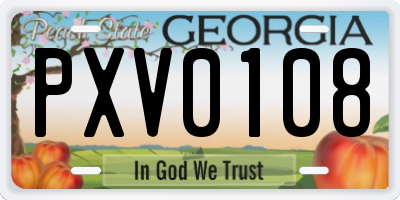 GA license plate PXV0108