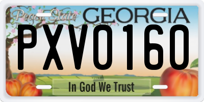 GA license plate PXV0160