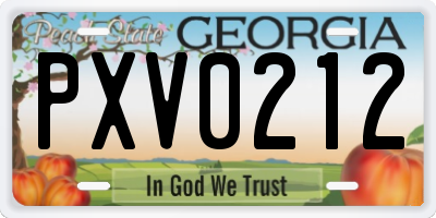 GA license plate PXV0212