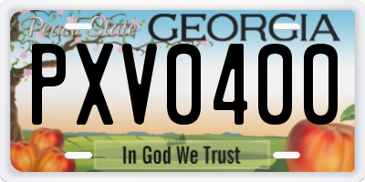 GA license plate PXV0400