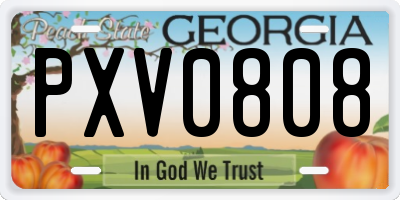 GA license plate PXV0808