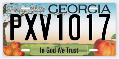 GA license plate PXV1017