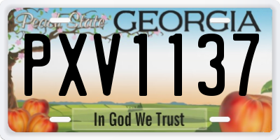 GA license plate PXV1137