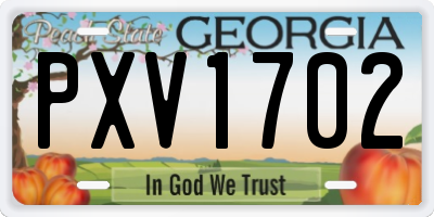 GA license plate PXV1702