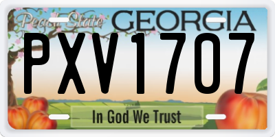 GA license plate PXV1707