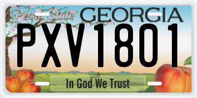 GA license plate PXV1801