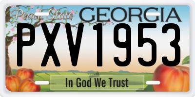 GA license plate PXV1953