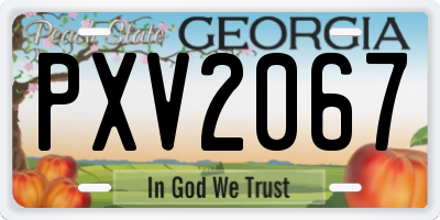GA license plate PXV2067