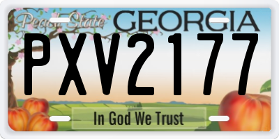 GA license plate PXV2177