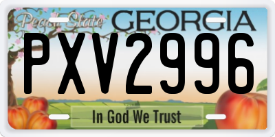 GA license plate PXV2996