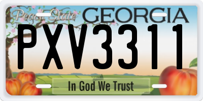 GA license plate PXV3311