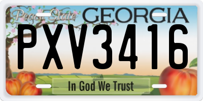 GA license plate PXV3416