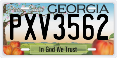 GA license plate PXV3562