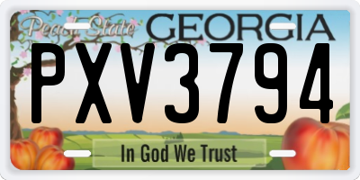 GA license plate PXV3794