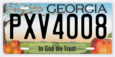 GA license plate PXV4008