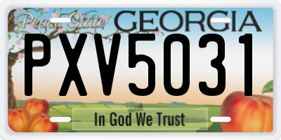 GA license plate PXV5031