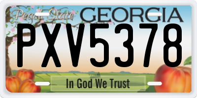GA license plate PXV5378