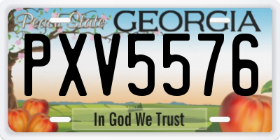 GA license plate PXV5576