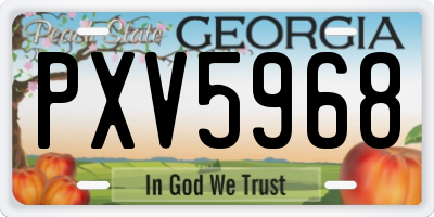 GA license plate PXV5968