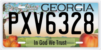 GA license plate PXV6328
