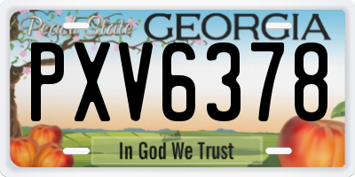 GA license plate PXV6378