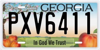 GA license plate PXV6411
