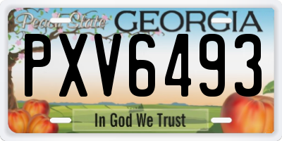 GA license plate PXV6493