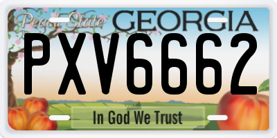 GA license plate PXV6662