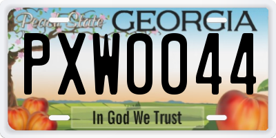 GA license plate PXW0044