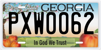 GA license plate PXW0062