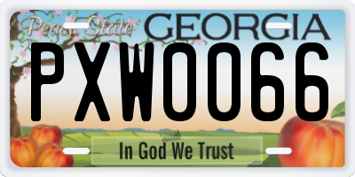 GA license plate PXW0066