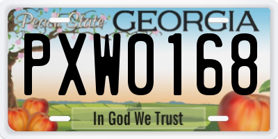 GA license plate PXW0168