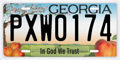 GA license plate PXW0174