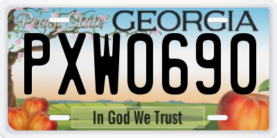 GA license plate PXW0690