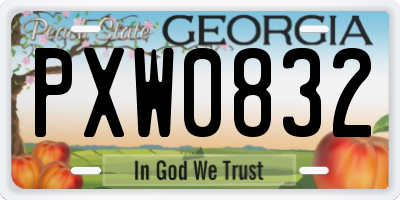 GA license plate PXW0832